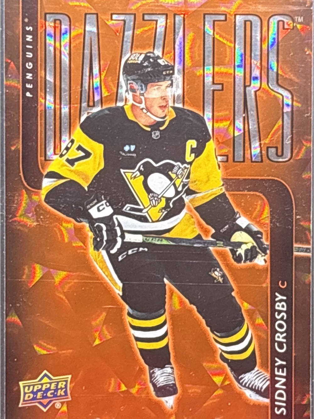 Upper Deck Sidney Crosby Orange Dazzler Holo Hockey Trading Card